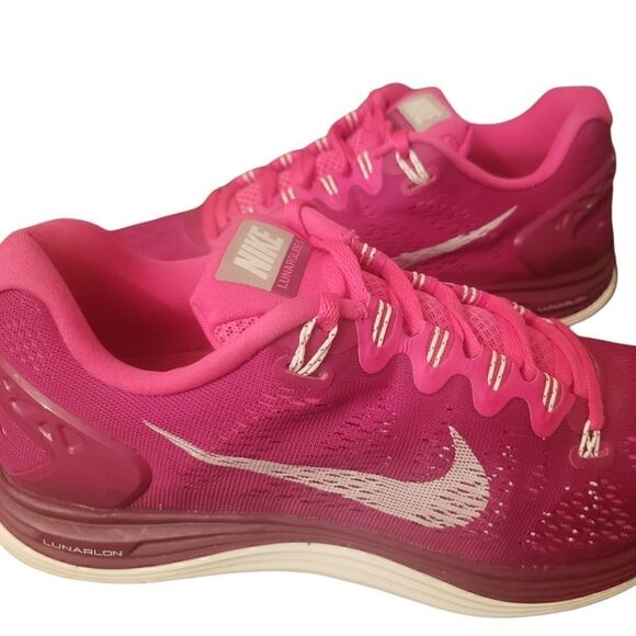 Nike Lunarglide 5 Mesh Raspberry Pink Running Sneakers - Picture 1 of 5